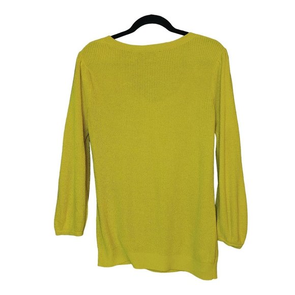 NEW YORK & CO Womens S Knit Yellow 7th Avenue Design Studio Scoop Neck Sweater - Picture 2 of 4